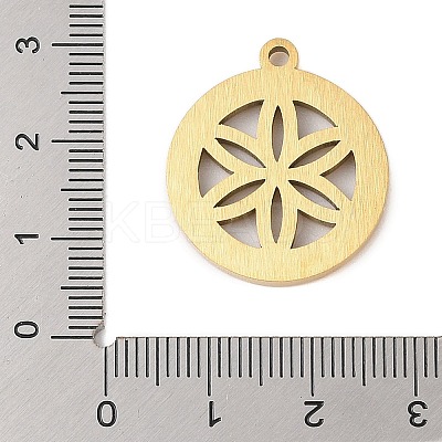 Preserved Fresh Flower 304 Stainless Steel Rhinestone Pendants STAS-S139-01G-05-1