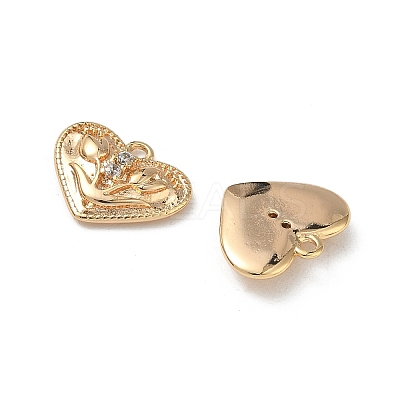 Brass Micro Pave Clear Cubic Zirconia Charms KK-A280-08G-1