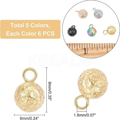 30Pcs 5 Colors Ion Plating(IP) 304 Stainless Steel Charms STAS-UN0027-57-1