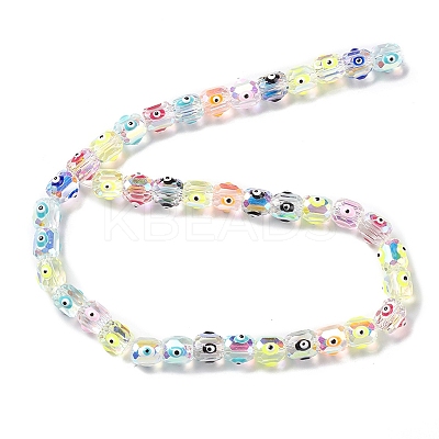 Transparent Evil Eye Glass Beads Strands LAMP-K037-02I-1