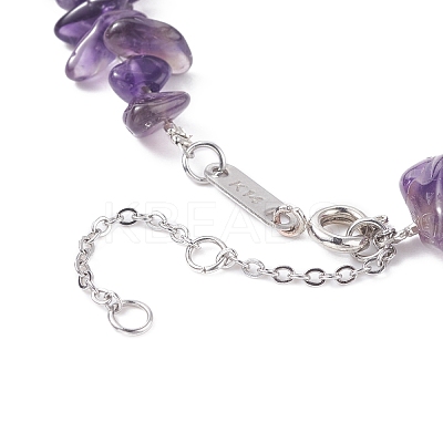 Natural Amethyst Chip Beaded Necklace NJEW-JN03824-03-1