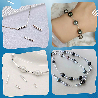50Pcs 3 Styles 925 Sterling Silver Tube Beads STER-PH0003-48-1