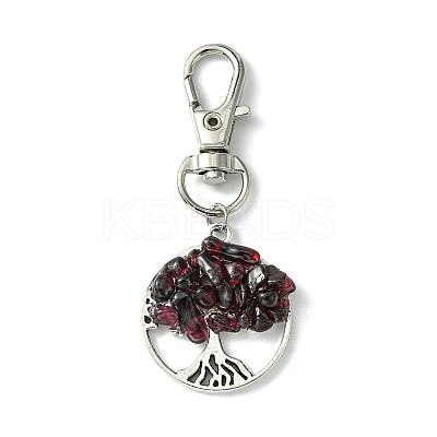 Flat Round with Tree of Life Tibetan Style Alloy Pendant Decorations HJEW-JM01743-02-1