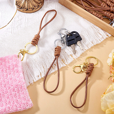 10Pcs 2 Colors Eco-Friendly Korean Waxed Polyester Cord Keychains KEYC-TA00032-1