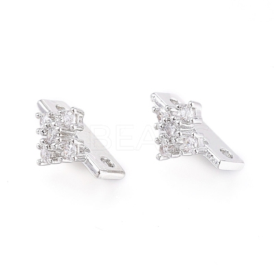 2 Hole Brass Micro Pave Cubic Zirconia Multi-strand Links ZIRC-K084-G01-P-1