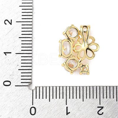 Brass Pave Clear Cubic Zirconia Stud Earring Findings KK-D369-09G-1