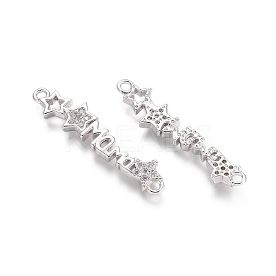 Brass Micro Pave Clear Cubic Zirconia Links Connectors ZIRC-G152-15P-1