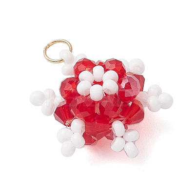 Glass Seed Beaded Snowflake Pendants PALLOY-MZ00815-06-1