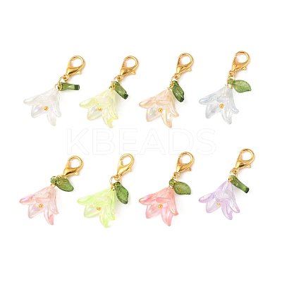 8Pcs 8 Colors Flower Acrylic Pendant Decorations HJEW-FS00034-02-1