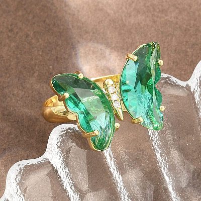 Brass Micro Pave Cubic Zirconia Finger Rings GL-CBA65A8-01G-13-1