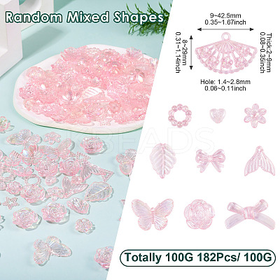 182Pcs 100G Transparent Acrylic Beads OACR-TA0003-66C-1
