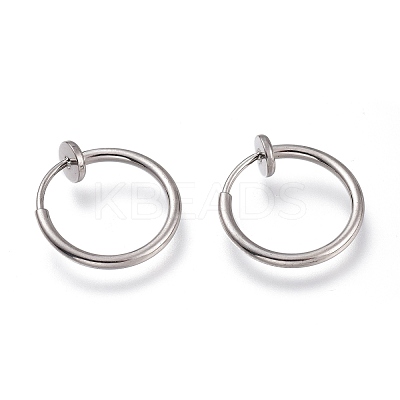 Tarnish Resistant 304 Stainless Steel Retractable Clip-on Hoop Earrings X-STAS-O135-01D-1