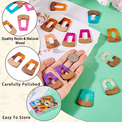 16Pcs 8 Colors Resin & Wood Pendants RESI-TA0003-72-1