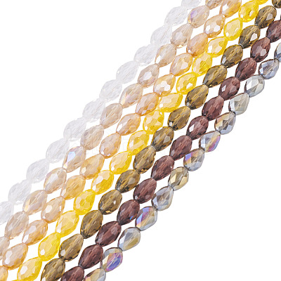 7 Strands 7 Colors Transparent Electroplate Glass Beads Strands EGLA-TA0013-09-1
