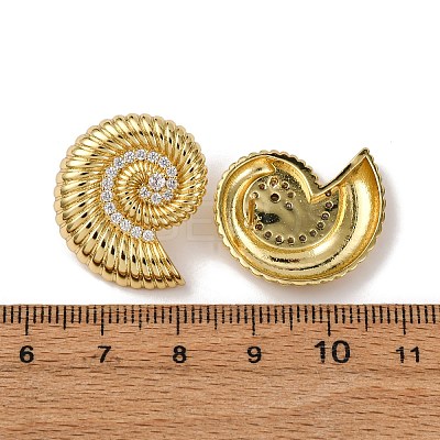Brass Micro Pave Clear Cubic Zirconia Conch Stud Earrings EJEW-H165-07G-1