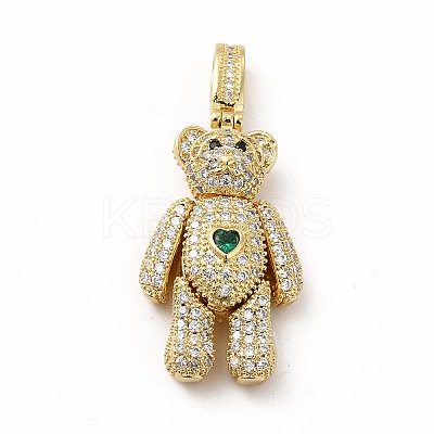 Rack Plating Brass Micro Pave Cubic Zirconia Pendants KK-G456-24G-1
