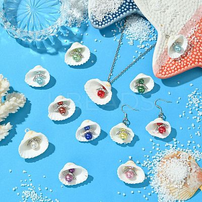 50Pcs 10 Colors Acrylic & Shell Pendants PALLOY-CJ00046-1