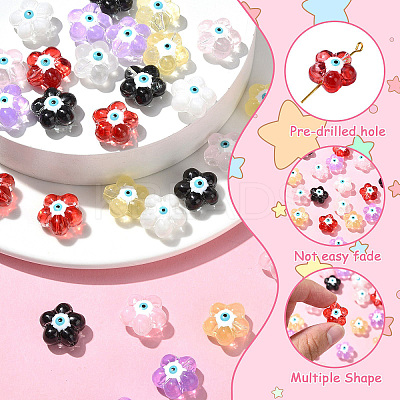 30Pcs 6 Colors Transparent Glass Beads GLAA-CJ0002-62-1