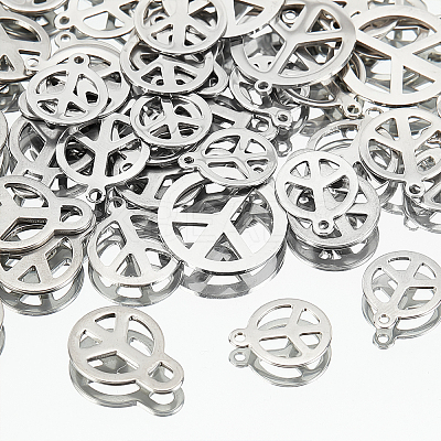 80Pcs 4 Style 201 Stainless Steel Pendants STAS-AR0001-31-1