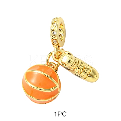 1Pc Sport Theme Brass Enamel European Dangle Charms KK-YW0002-67-1