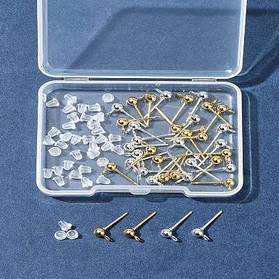 40Pcs 2 Colors 304 Stainless Steel Stud Earring Findings STAS-FS0001-57-1