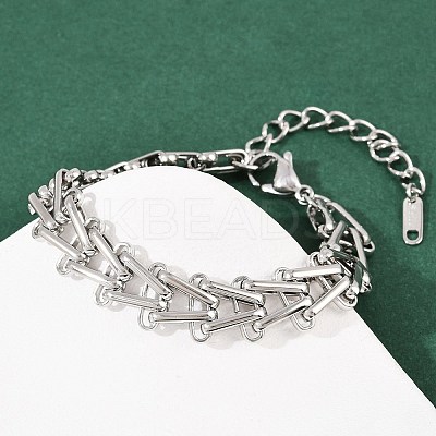 304 Stainless Steel Link Chain Bracelets for Women LS-BJEW-C113-01P-1