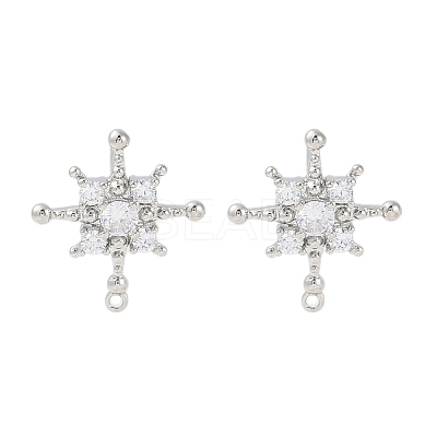 Brass Pave Clear Cubic Zirconia Stud Earring Findings LS-KK-F875-09P-1