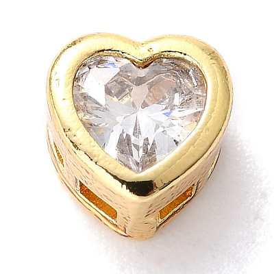 Brass inlaid Cubic Zirconia Slide Charms ZIRC-F125-01B-G-1
