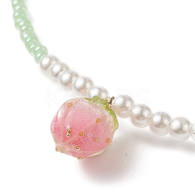Resin Flower Bud Pendant Necklaces NJEW-JN04153-1