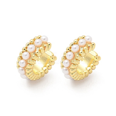 Brass Plastic Pearl Cuff Earrings EJEW-G420-01G-1