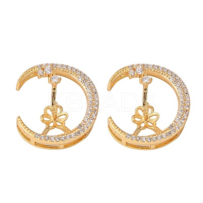 Brass Micro Pave Clear Cubic Zirconia Screw Eye Peg Bails KK-T062-110G-NF-1