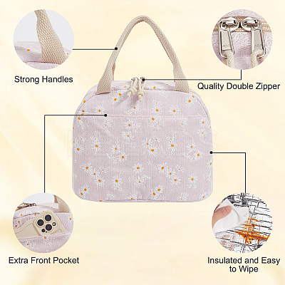 Flower Printed Cotton Foil Lunch Bags AJEW-WH20001-92-1
