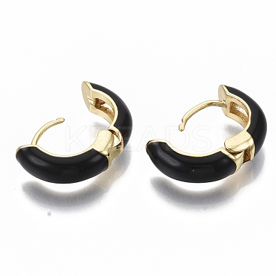 Brass Huggie Hoop Earrings EJEW-S209-01A-1