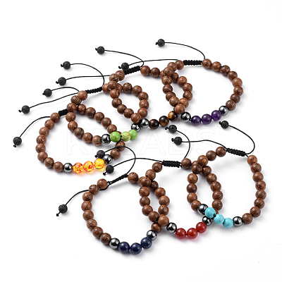 Adjustable Nylon Cord Braided Bead Bracelets BJEW-JB04776-1