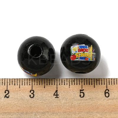 Printed Wood European Beads WOOD-L020-D05-1