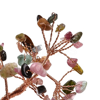 Natural Multicolor Tourmaline Chips & Agate Pedestal Display Decorations DJEW-A001-04F-1