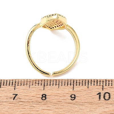 Brass Micro Pave Cubic Zirconia Cuff Open Rings for Women RJEW-K264-09B-G-1