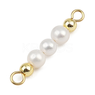 Natural Cultured Freshwater Pearl & Electroplate Non-magnetic Synthetic Hematite Round Beaded Connector Charms PALLOY-JF04364-1