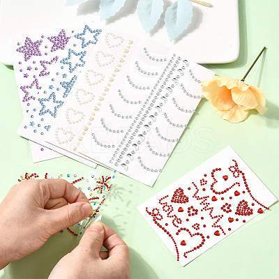 6 Styles Resin & Terylene & Acrylic Face Painting Stickers AJEW-SP0002-66-1