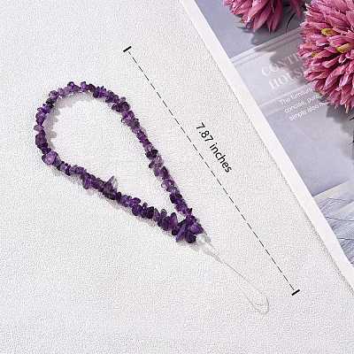 Natural Amethyst Chips Cell Phone Lanyard Wrist Strap HJEW-SW00018-02-1