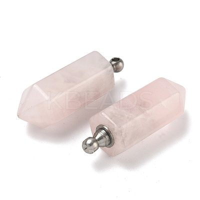 Natural Rose Quartz Perfume Bottle Pendants G-H332-09P-05-1