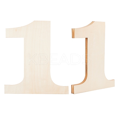 Number 1 Shape Unfinished Wood Slices DIY-GA0001-14-1