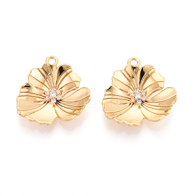 Brass Micro Pave Cubic Zirconia Pendants KK-N263-11G-1