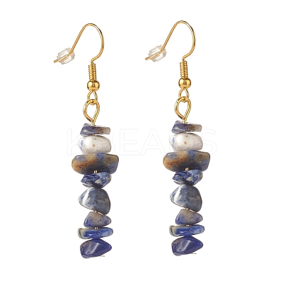 Natural Sodalite Chip Beaded Dangle Earrings EJEW-JE04788-13-1