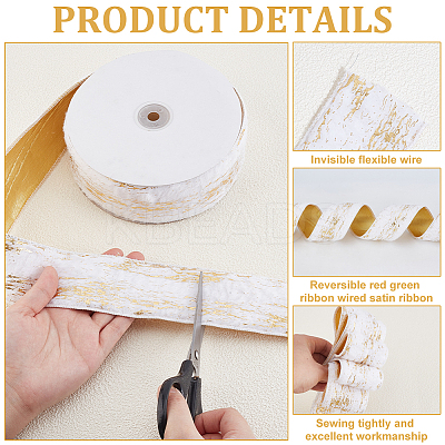 Gold Stamping Single Face Velvet Ribbon OCOR-WH0082-360A-1