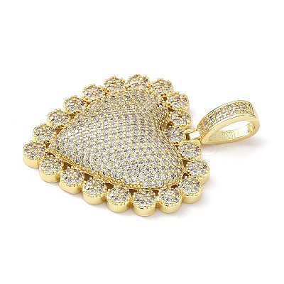 Brass Micro Pave Clear Cubic Zirconia Pendants KK-B141-04G-01-1