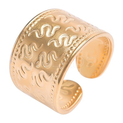 304 Stainless Steel Snake Pattern Open Cuff Rings DY6294-2-1
