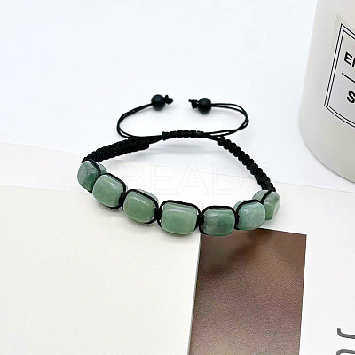 Natural Green Aventurine Cuboid Beaded Braided Bead Bracelets FS-WGE3E5A-09-1
