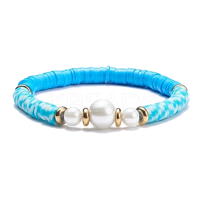 Handmade Polymer Clay Heishi Beads Stretch Bracelet BJEW-JB07453-1