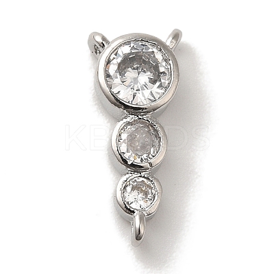Rack Plating Brass Pave Clear Cubic Zirconia Flat Round Beaded Chandelier Component Links KK-U027-02P-1